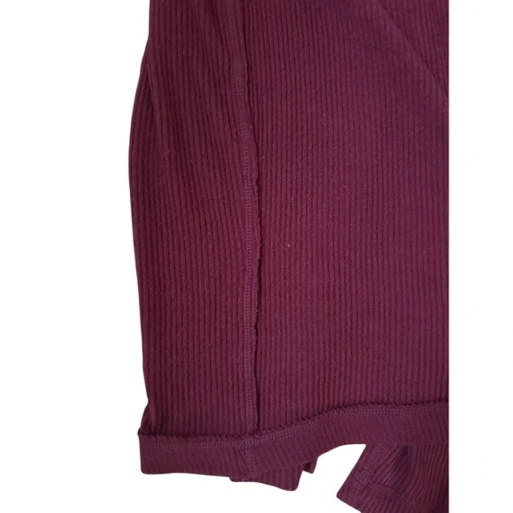 Free People Burgundy Red Waffle Knit Cowl Neck Oversized Tunic Size‎ XS